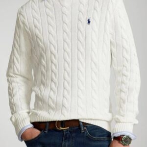 Men's Premium Cable-Knit Half-Zip Sweater - White